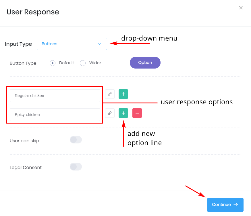 adding user responses