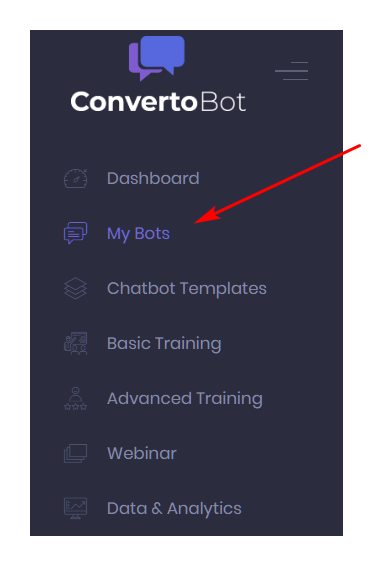 My Bots on dashboard menu