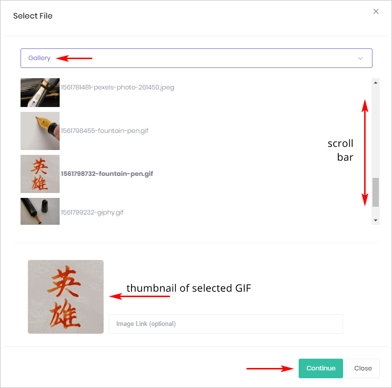 Thumbnail of selected GIF