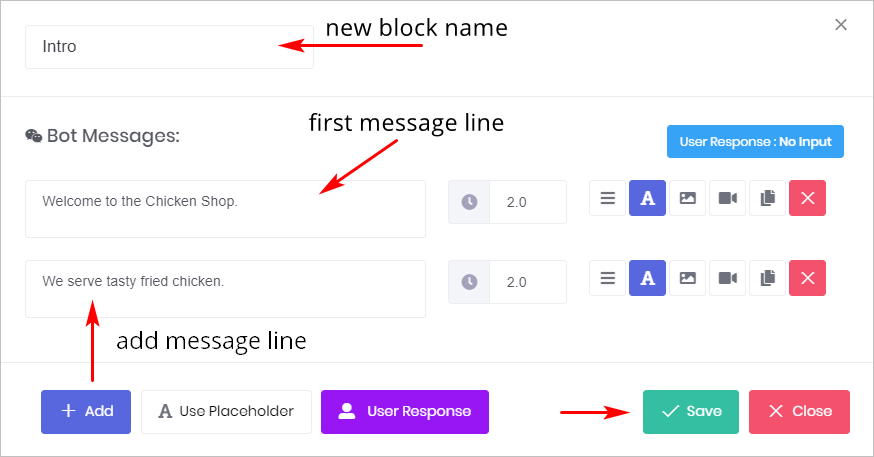 add message to a block