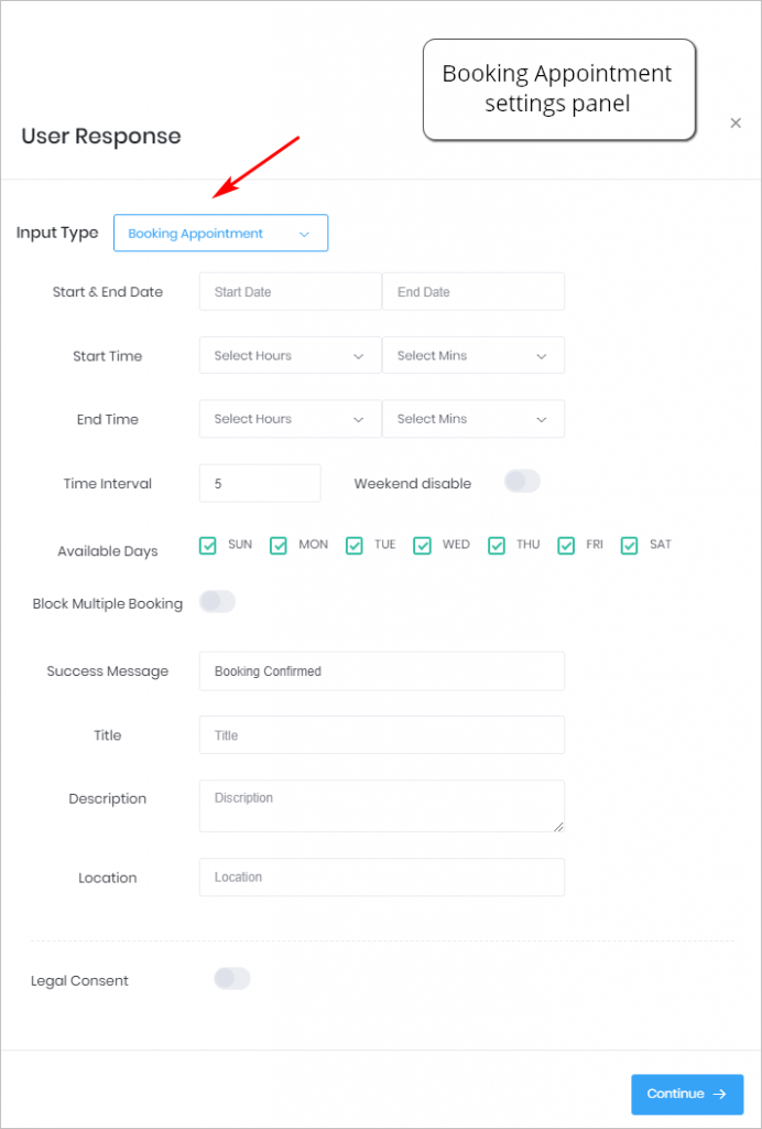 Booking Appointment settings