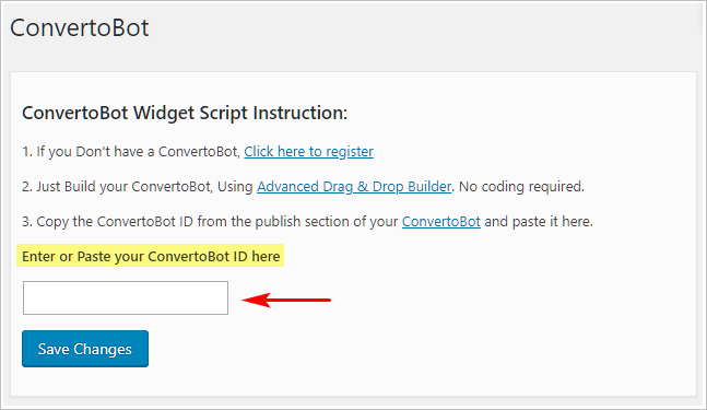 Convertobot Widget Script instrution